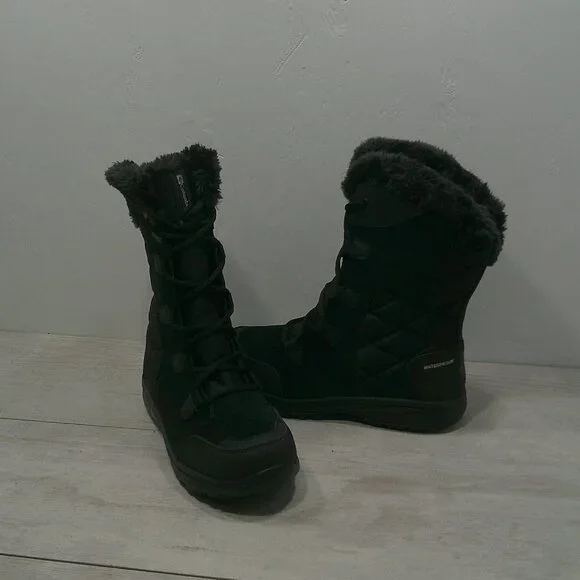 Columbia Ice Maiden II Black Quilted Waterproof Lace up Snow Winter Boots SZ 8 - Picture 5 of 12